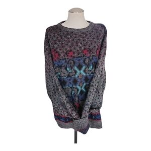Vintage London Fog Coogi‑Style 3D Geometric Sweater – Men’s XL Retro Colorblock